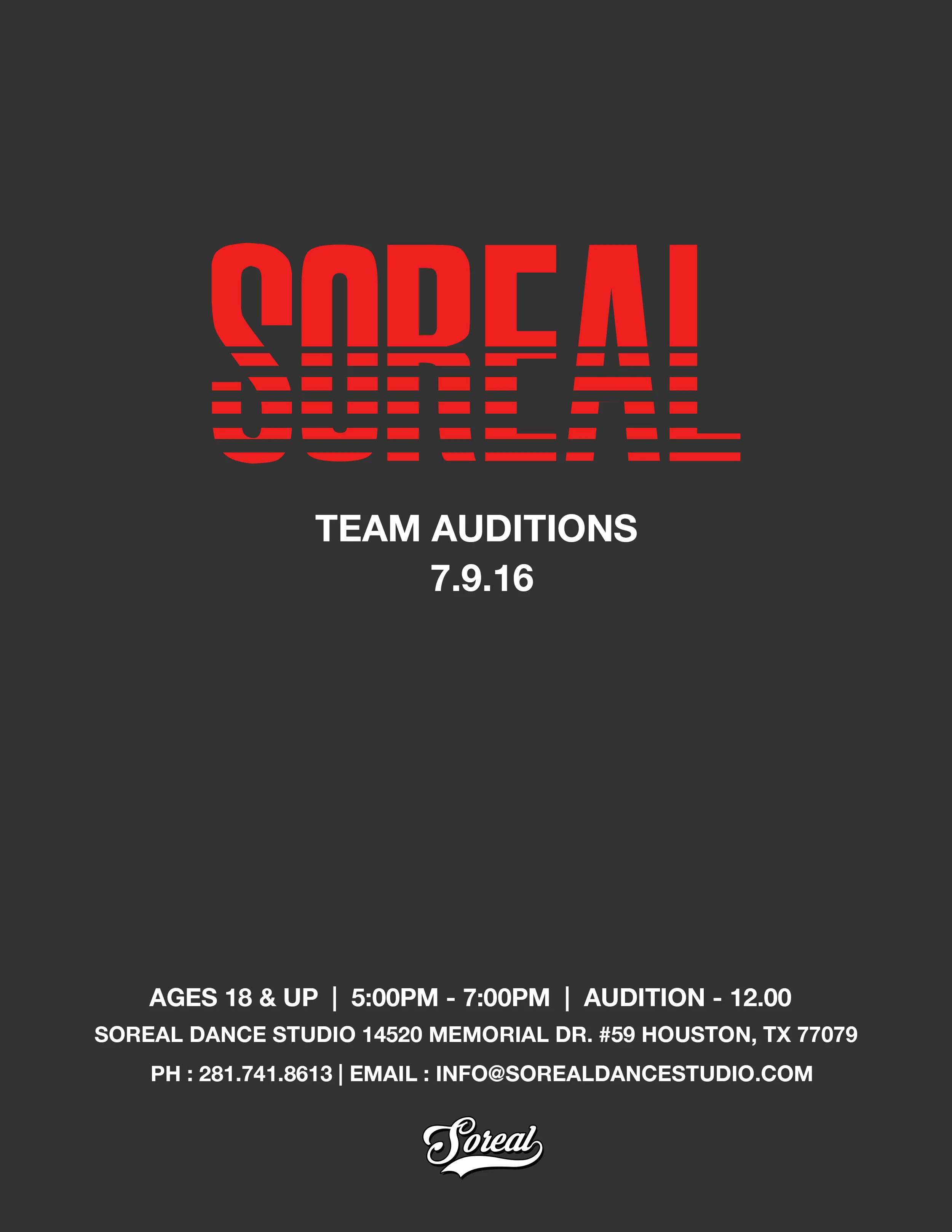 ADULT TEAM AUDITIONS - SOREAL (AGES 18 & UP)