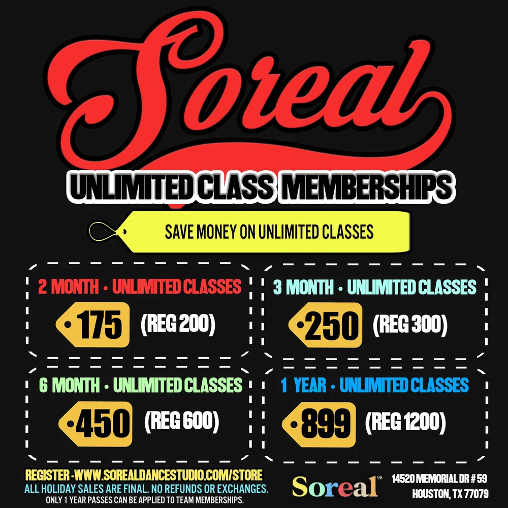 Soreal Unlimited Class Memberships — SOREAL DANCE STUDIO