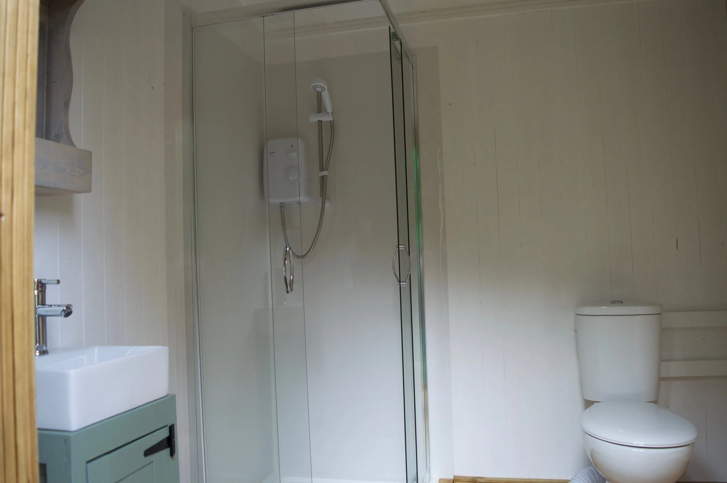 Shepherds hut shower