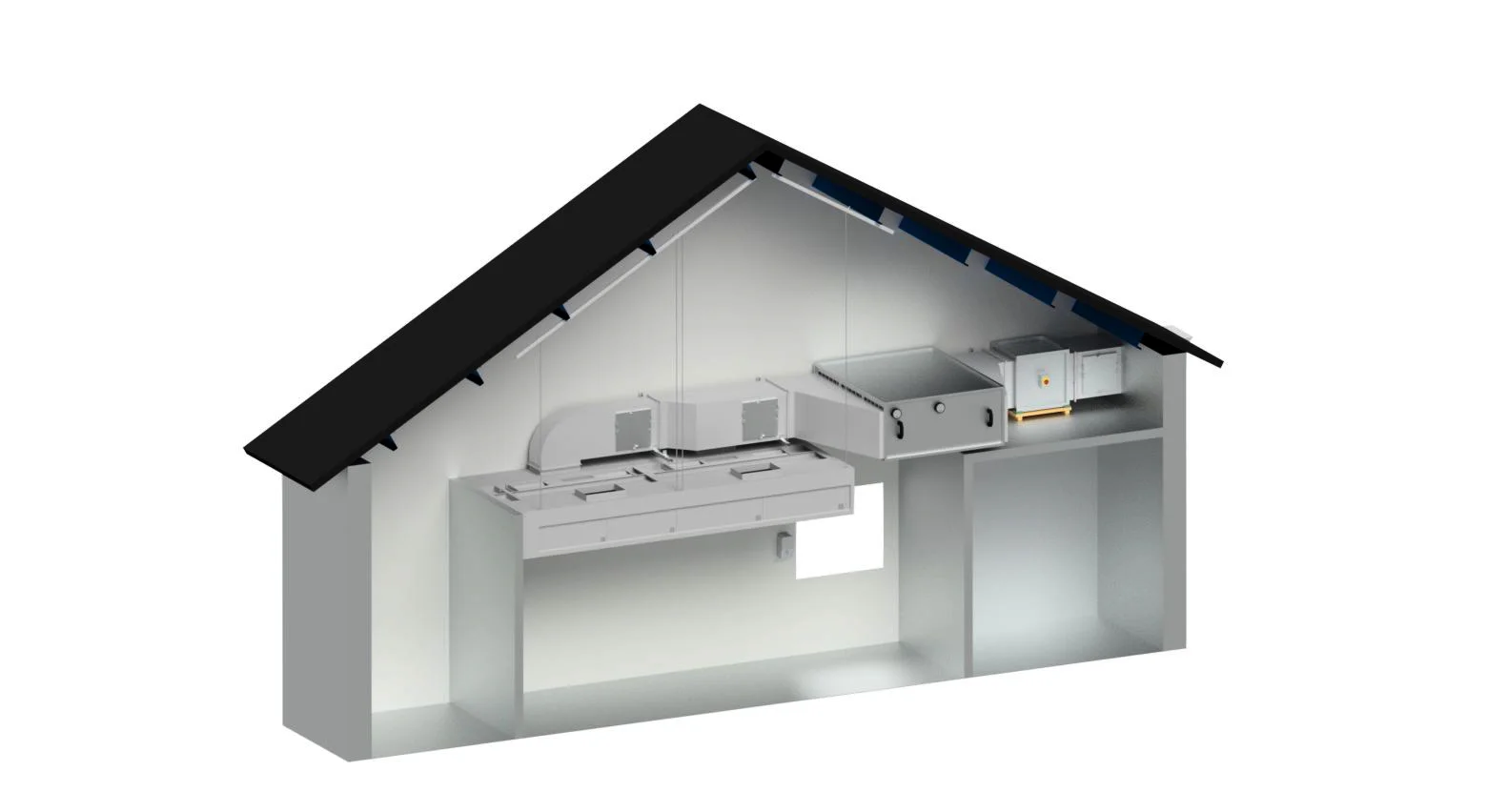 Above: Example 3D visual of detailed Target kitchen extraction system design.