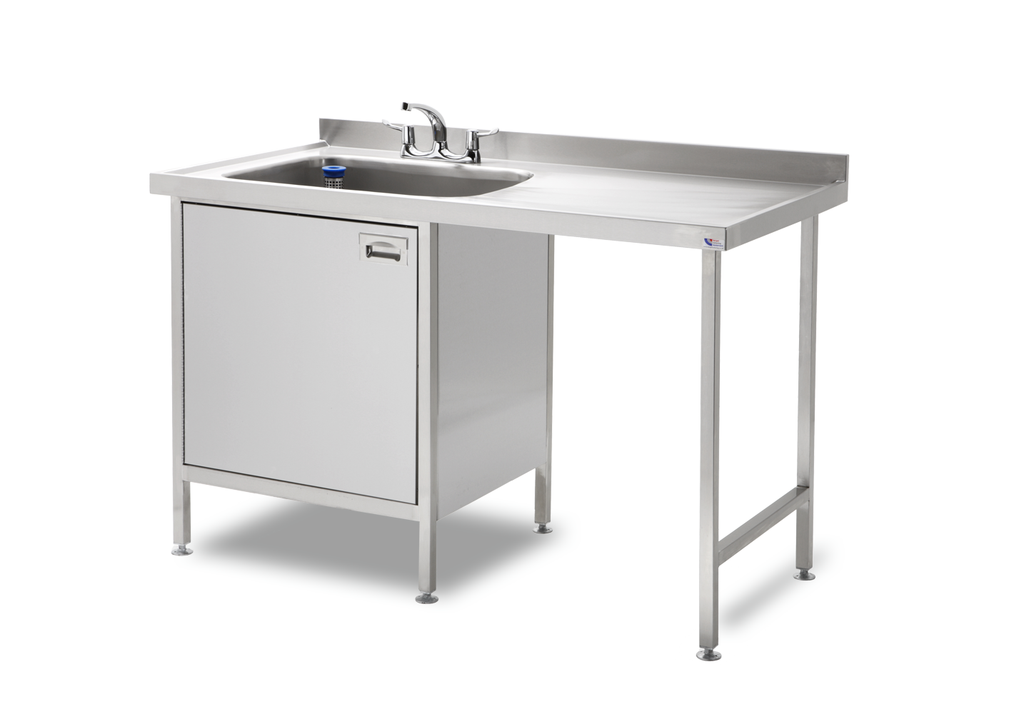 Commercial Stainless Steel Sink - Single Bowl with Right-Hand Drainer Cupboard Under and Void