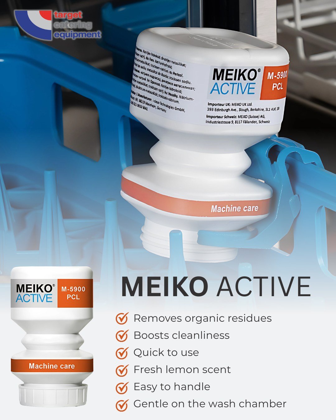 ✨ Give your machine a burst with Meiko Active! 🍋

Powerful on grime, gentle on your gear&hellip; Protects cutlery, trays &amp; stainless steel equipment. Spotless results, Fresh finish. Every time. 🙌

Perfect for professional commercial kitchens ke