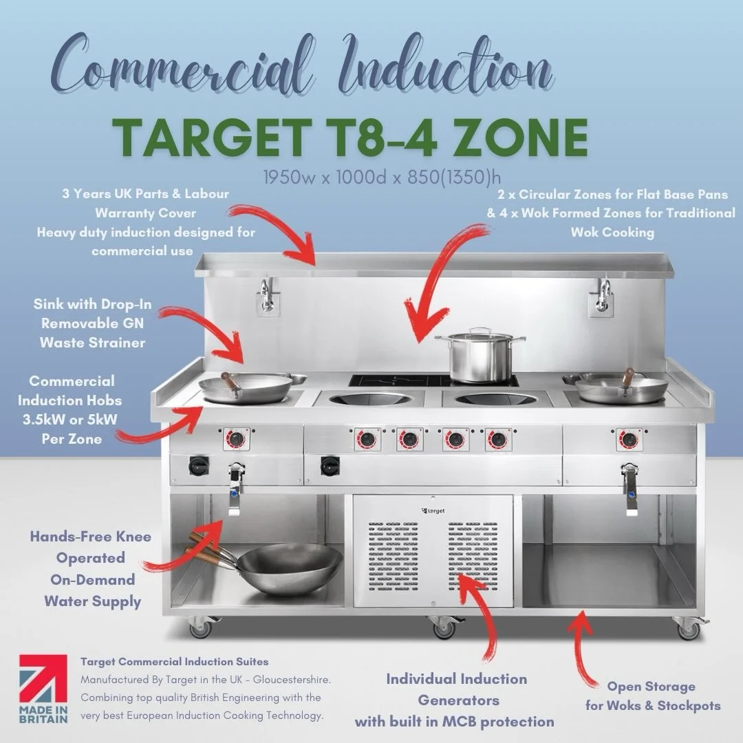 🌟 In the Spotlight 🌟 
Target T8-4 ZONE Wok Induction Suite

**STANDARD PRODUCT** To request a price follow the link in our bio ⬆️

The Target T8-4 ZONE is one of our standard commercial wok induction range cookers #MadeInBritain at our factory in G