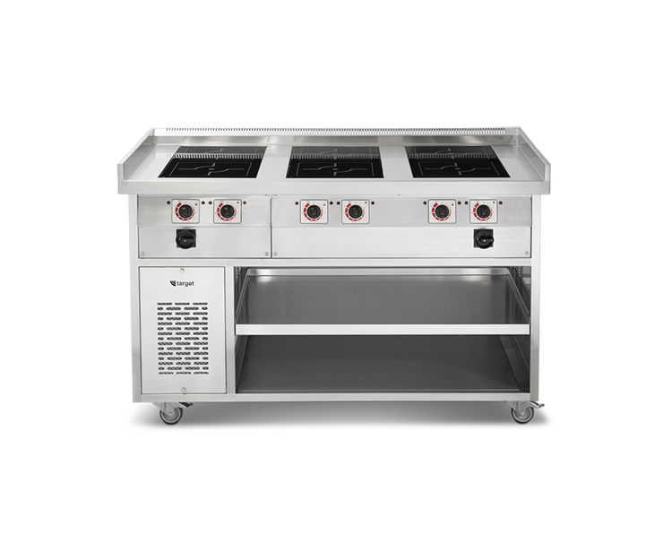 Target TR-6-S - Six Zone Commercial Induction Range with Open Shelf