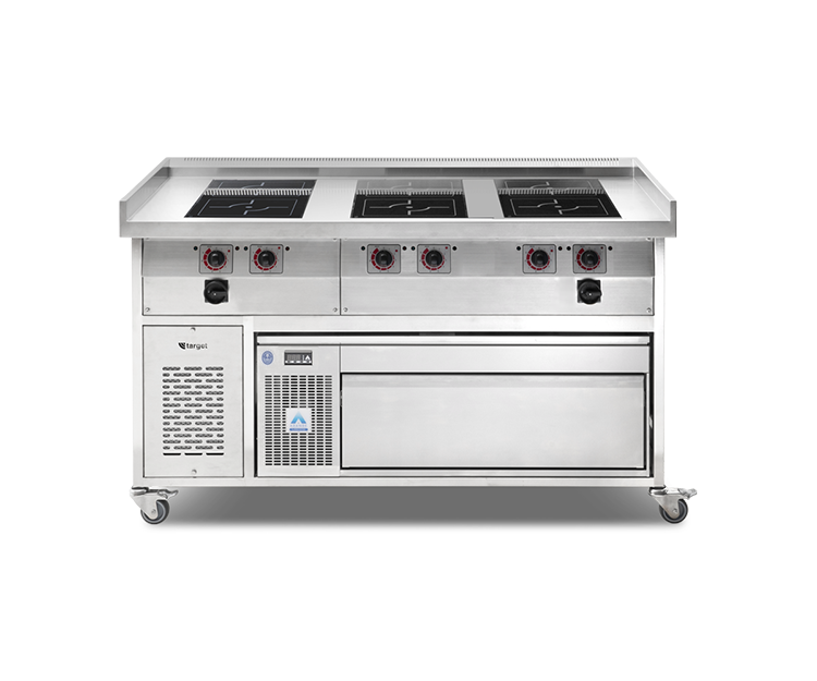 Target TR-6-VCS1 - Six Zone Commercial Induction Range with Refrigerated Drawer