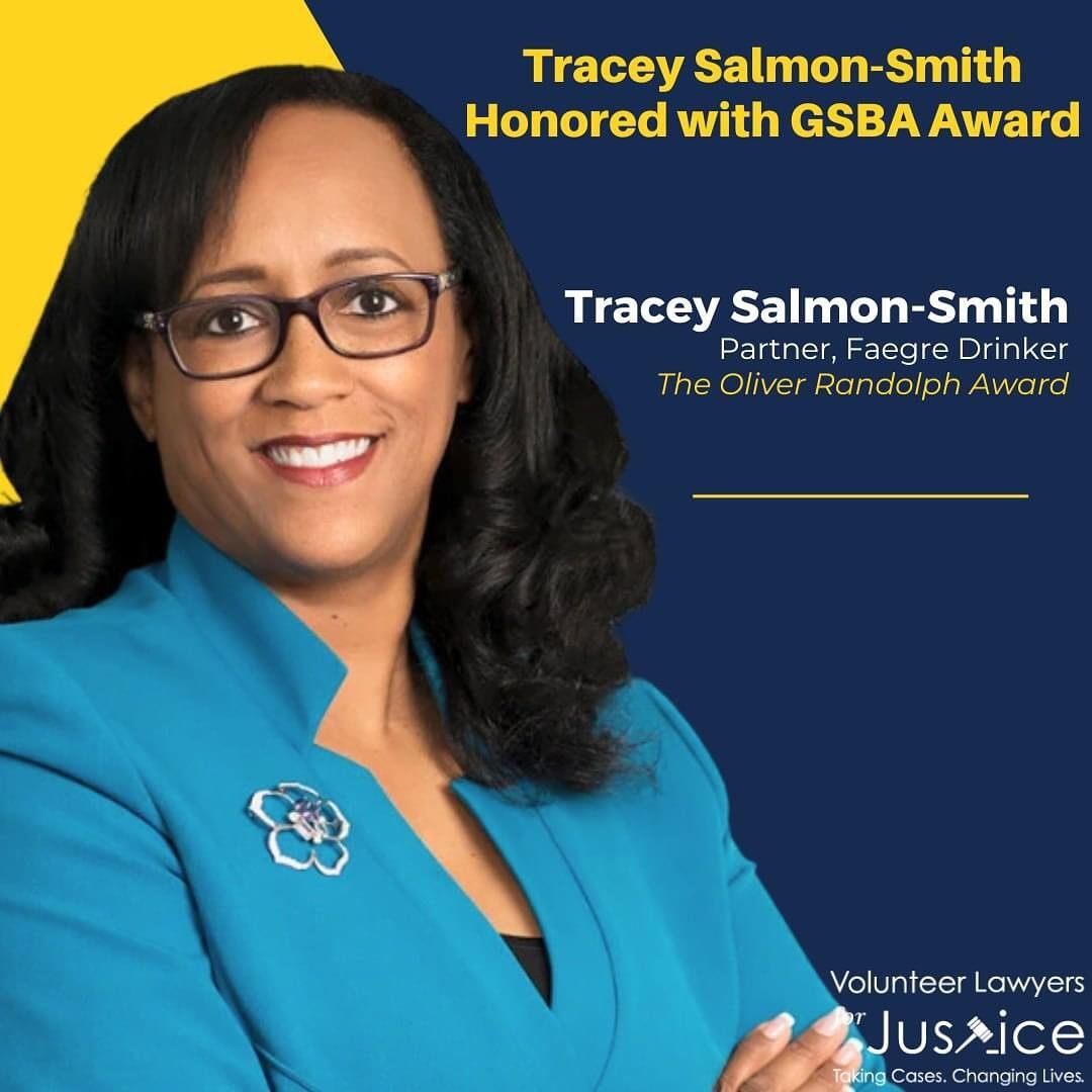 Volunteer Lawyers for Justice congratulates Tracey Salmon-Smith, a VLJ board trustee, and Leonard V. Jones, a member of VLJ&rsquo;s Generation Now Committee, for being honored by the @gsba_nj.
 
Tracey, a partner at @faegredrinker, is being honored w