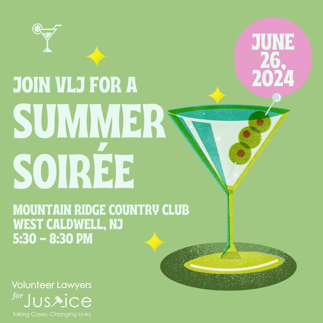 Raise a glass to justice at Volunteer Lawyers for Justice&rsquo;s annual Summer Soir&eacute;e! 🥂

Join us on June 26 at @mountainridgecc to sip, socialize, and support a great cause. But don&rsquo;t delay, grab your early bird tickets by May 15 for 