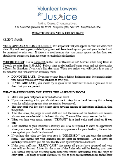 Tenancy Program - Virtual Clinic Resources — Volunteer Lawyers for Justice