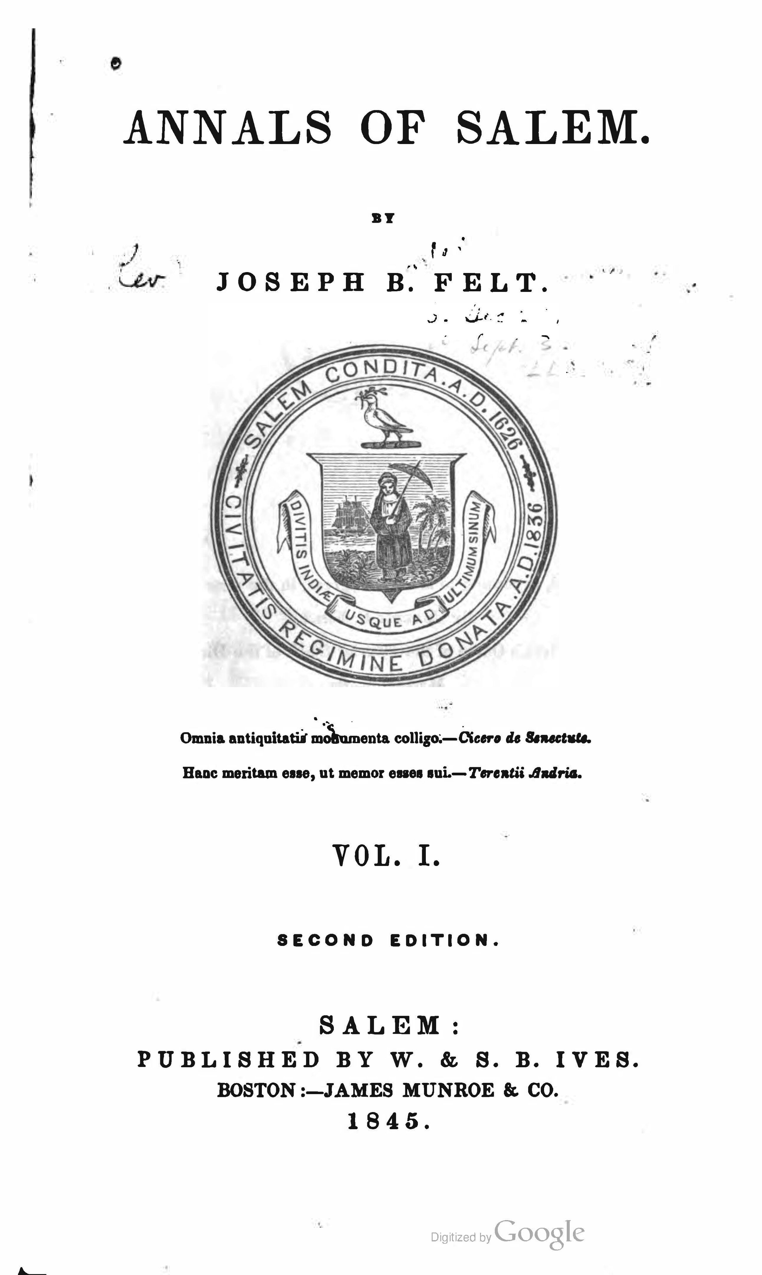 Town Records of Salem, Massachusetts; 2: Howes, Martha O, Salem (Mass ),  Perley, Sidney 1858-1928 Cn: 9781014646033: : Books