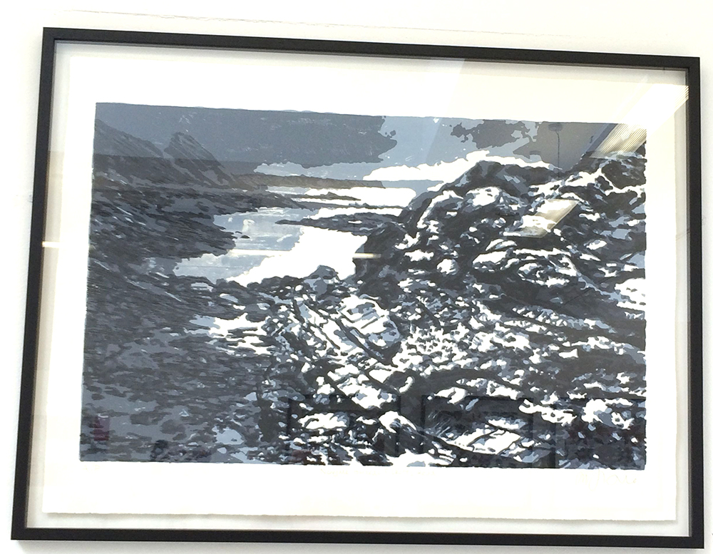 Philip Johnson (huge screen print with more than a nod to a woodcut approach)