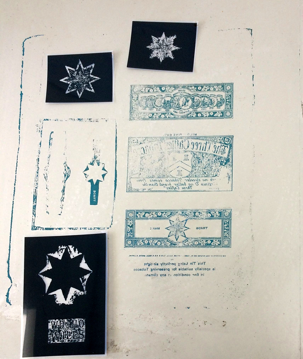 My chosen litho plate which I scanned to print acetates to create photo-polymer stamps.
