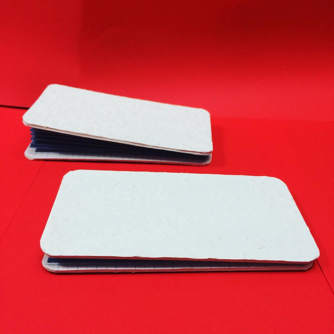 The importance of pressing the books overnight ('before' at the back and 'after' at the front)