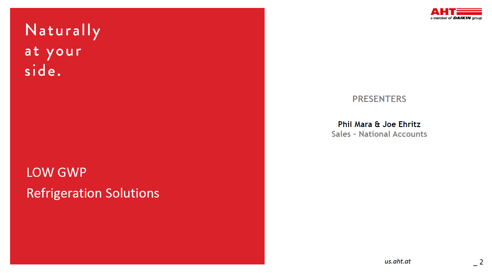 AHT Low GWP Refrigeration Solutions