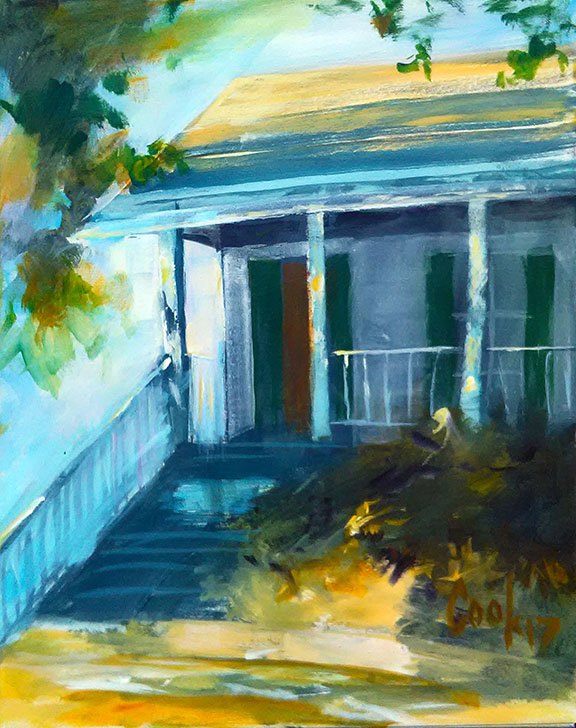 HOUSE AND FOLAGE, acrylic on canvas, 24" X 30"