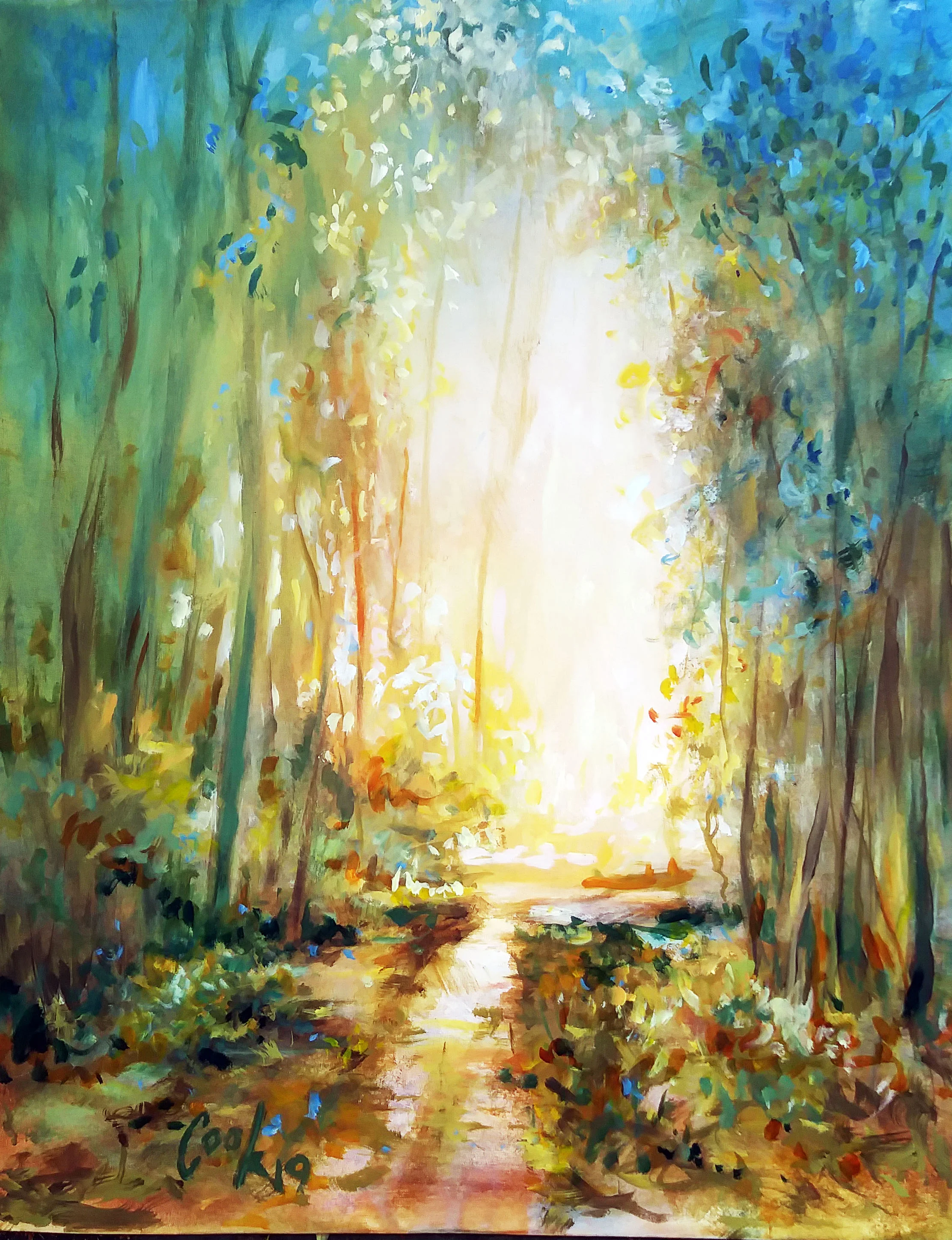 A SPRINKELING OF LIGHT, acrylic on canvas, 18" X 30"