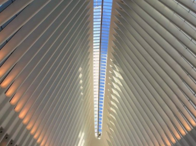 THE OCULUS, LOWER MANHATTAN TRANSPORTATION HUB, W ITH THE FREEDOM TOWER RISING HIGH ABOVE, March 29, 2016