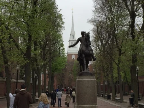 Paul Revere in front of old north church