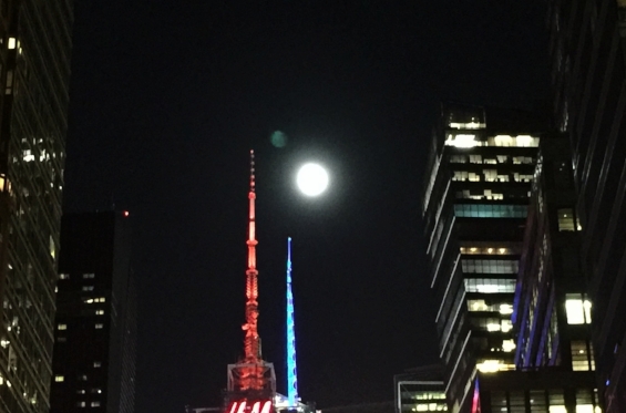 Moon over Times Square, 10/14/16