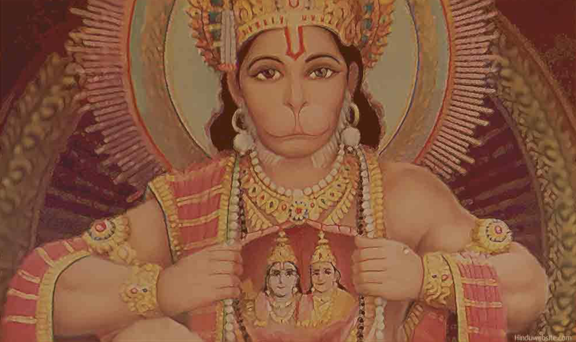 An image of Lord Hanuman, the Monkey God, on Hinduwebsite.com . This image is a reminder to each of us to open up our own hearts to see what's in it that we most revere, and figure out how we can be of service to it by using the talents we’ve been gifted with.