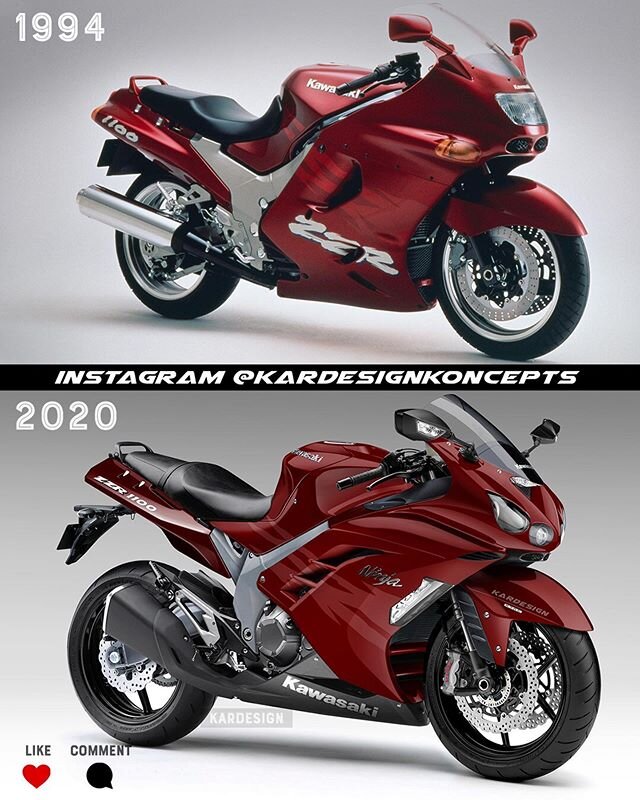 Top or bottom? .
Kawasaki ZZR1100 rebooted for 2020
.
Nardo grey version @motokandi .
One of the nicest, best-looking bikes I ever owned, back in 1996 my ZZR1100 took me all around the Swiss alps touring two-up, was the first bike I ever got my knee 