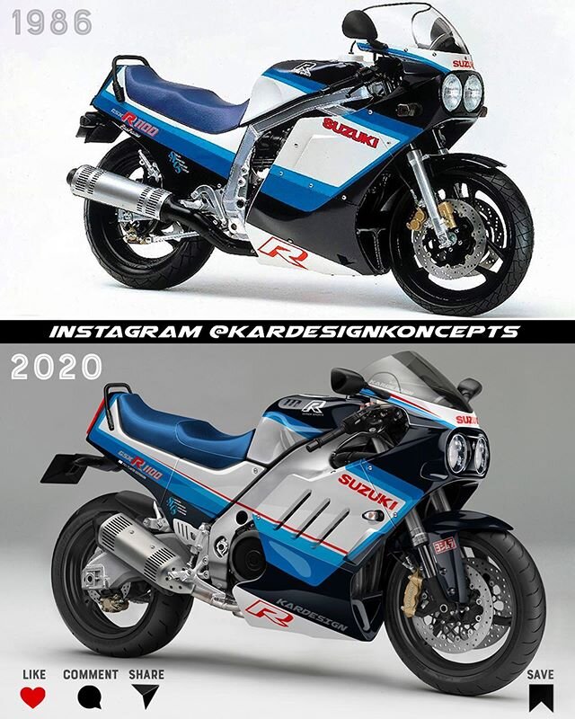 Top or bottom?
.
Throwback to my K5-powered slabside GSXR1100 concept. If Suzuki built this, I&rsquo;d buy it... Would you?
.
More via @motokandi .

#kardesignkoncepts #sportsbike #conceptbike #classicbike #beamframe #classicendurance #k6 #braap #k5 