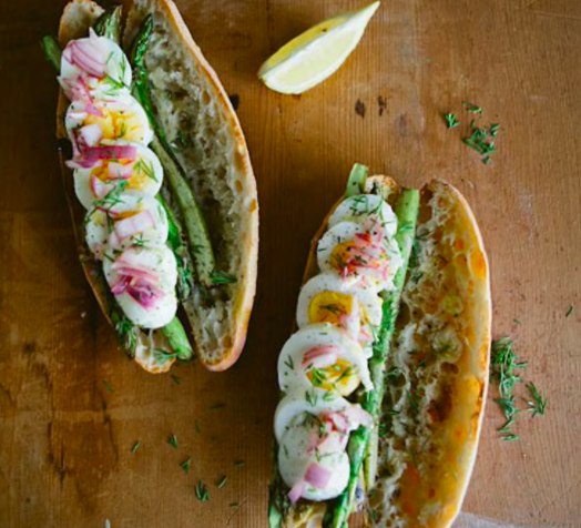 Boiled Egg + Seared Asparagus Sandwich