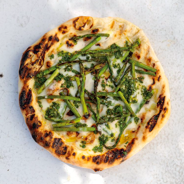 Grilled Asparagus Pizza with Gremolata