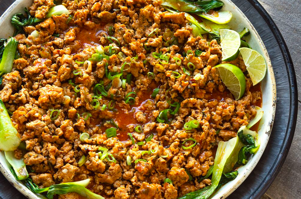 Ground Chicken Curry with Bok Choy