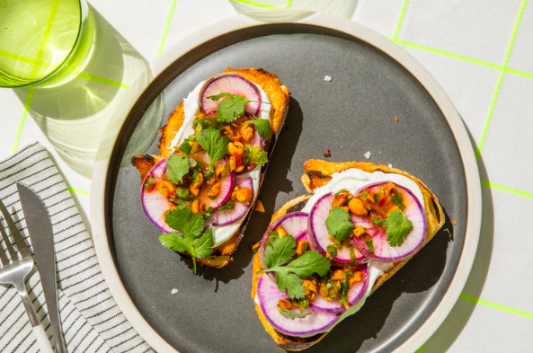 Purple Daikon Coconut Yogurt Toast