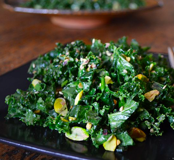 Kale Salad with Miso Pistachios