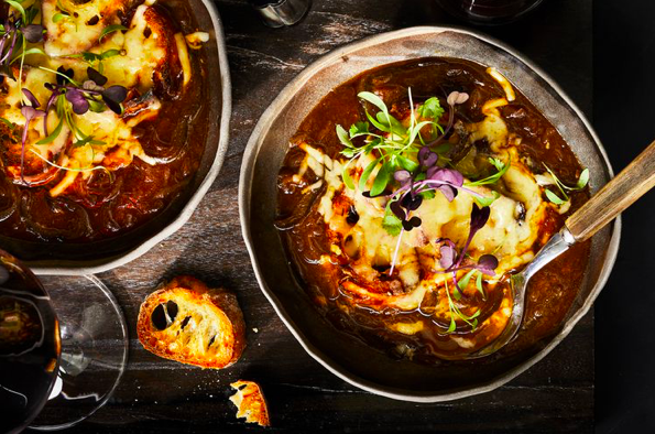 French Onion Soup with Roasted Poblanos