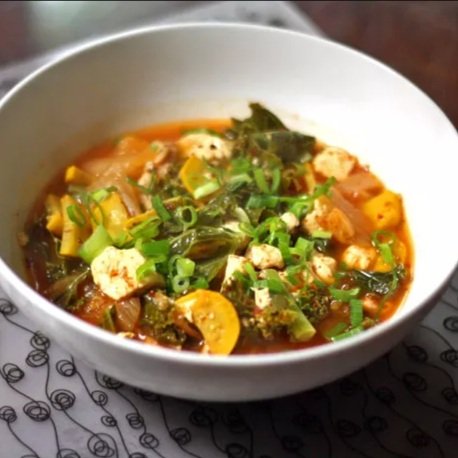 Squash, Shiitake, Kale, and Kimchi Stew