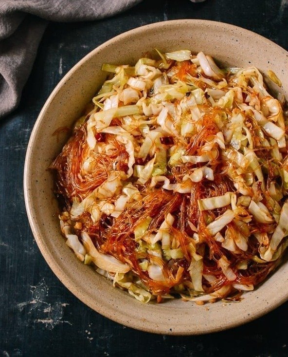 Stir Fried Cabbage with Glass Noodles