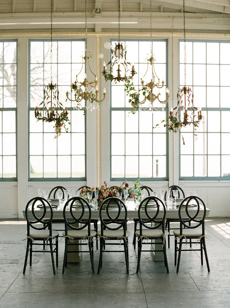 table centerpiece chandelier hanging greens .jpg