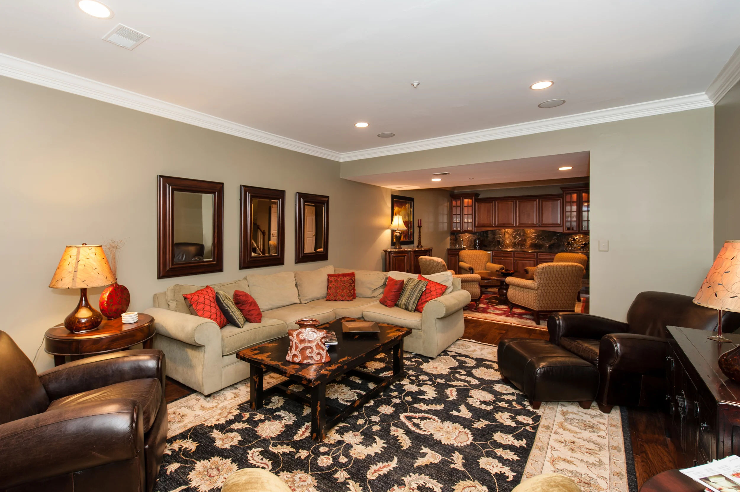 Lower Level Gathering Area with Wet Bar