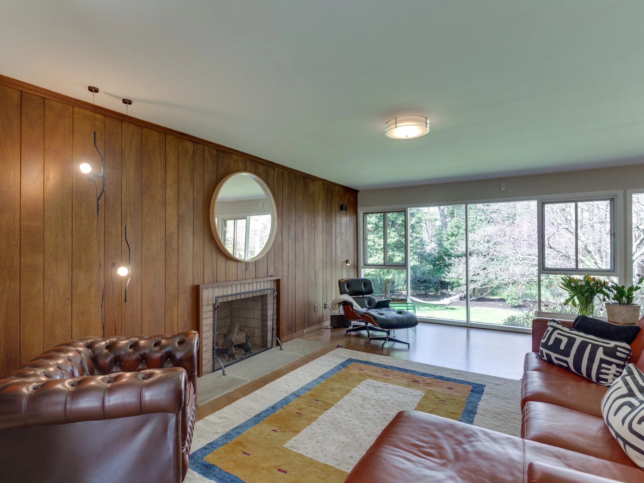 Living Room with Wood-Burning Fireplace