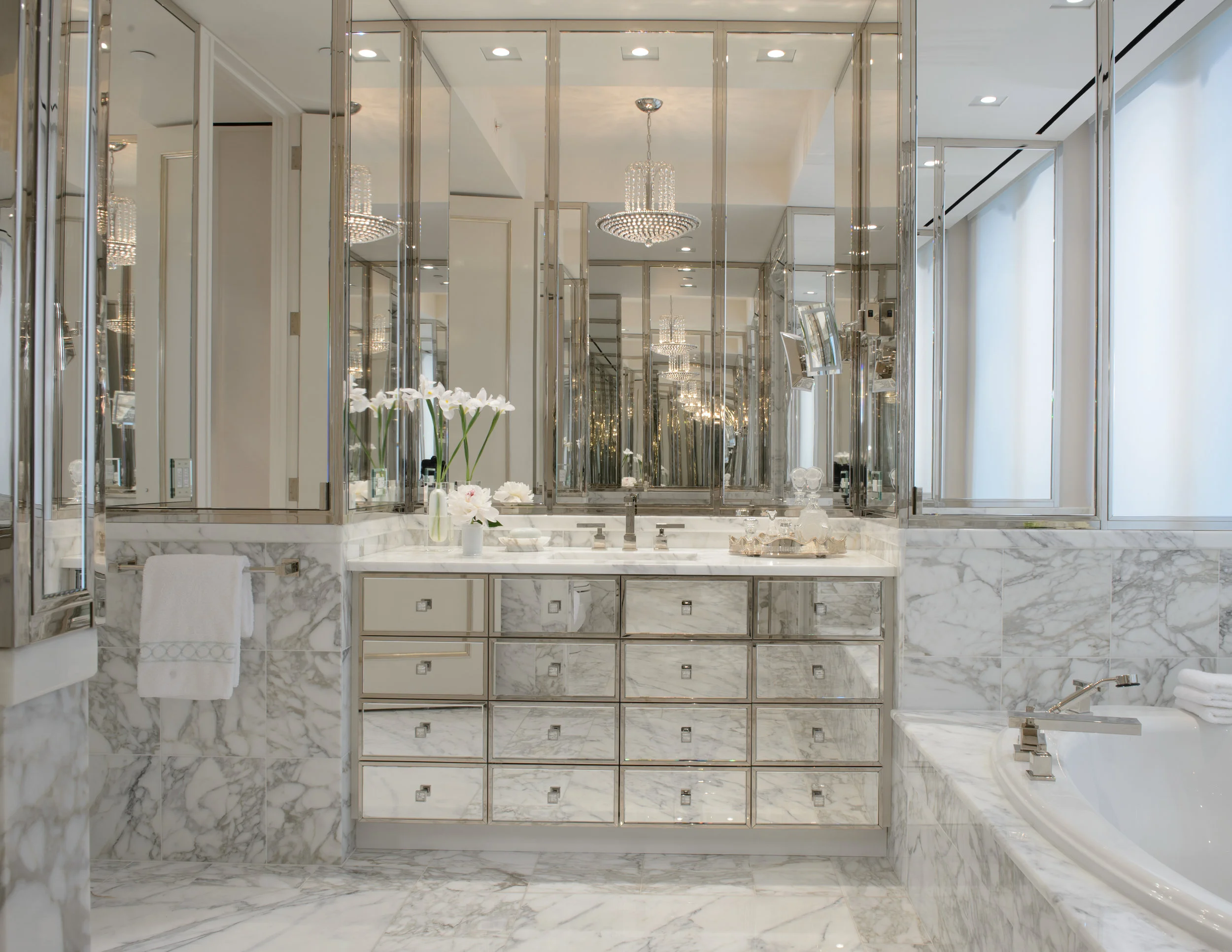 Luxurious Marble Master Bathroom with Soaking Tub and Separate Shower