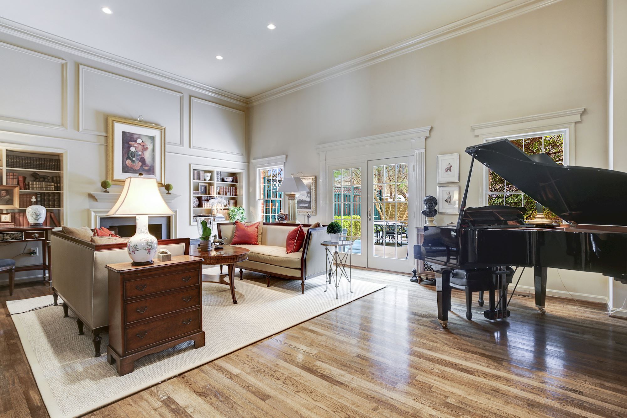 4. Living Room with Fireplace and Bookcases