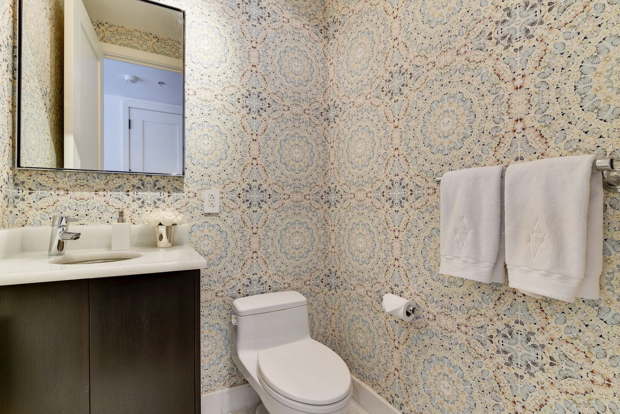 Powder Room with Damien Hirst Wallpaper
