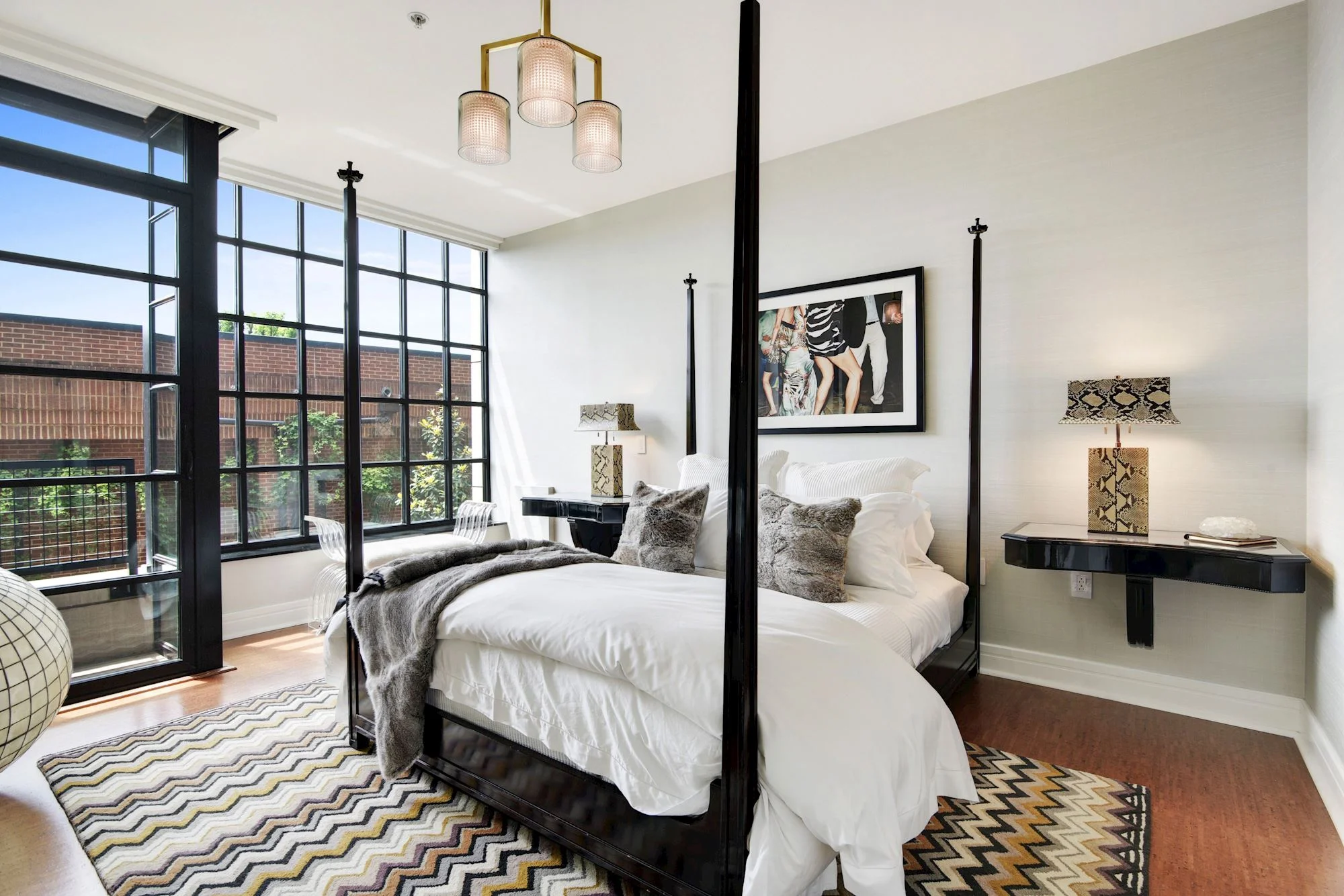 Bedroom Two with Design Tex Silk Wallpaper