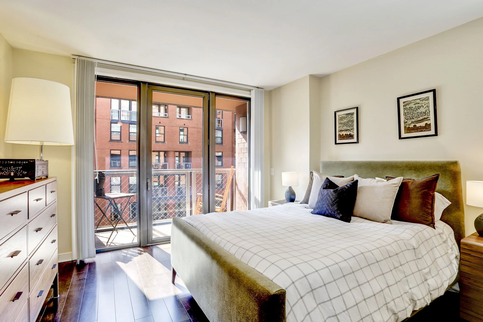 Tranquil Master Bedroom with Balcony & Courtyard views