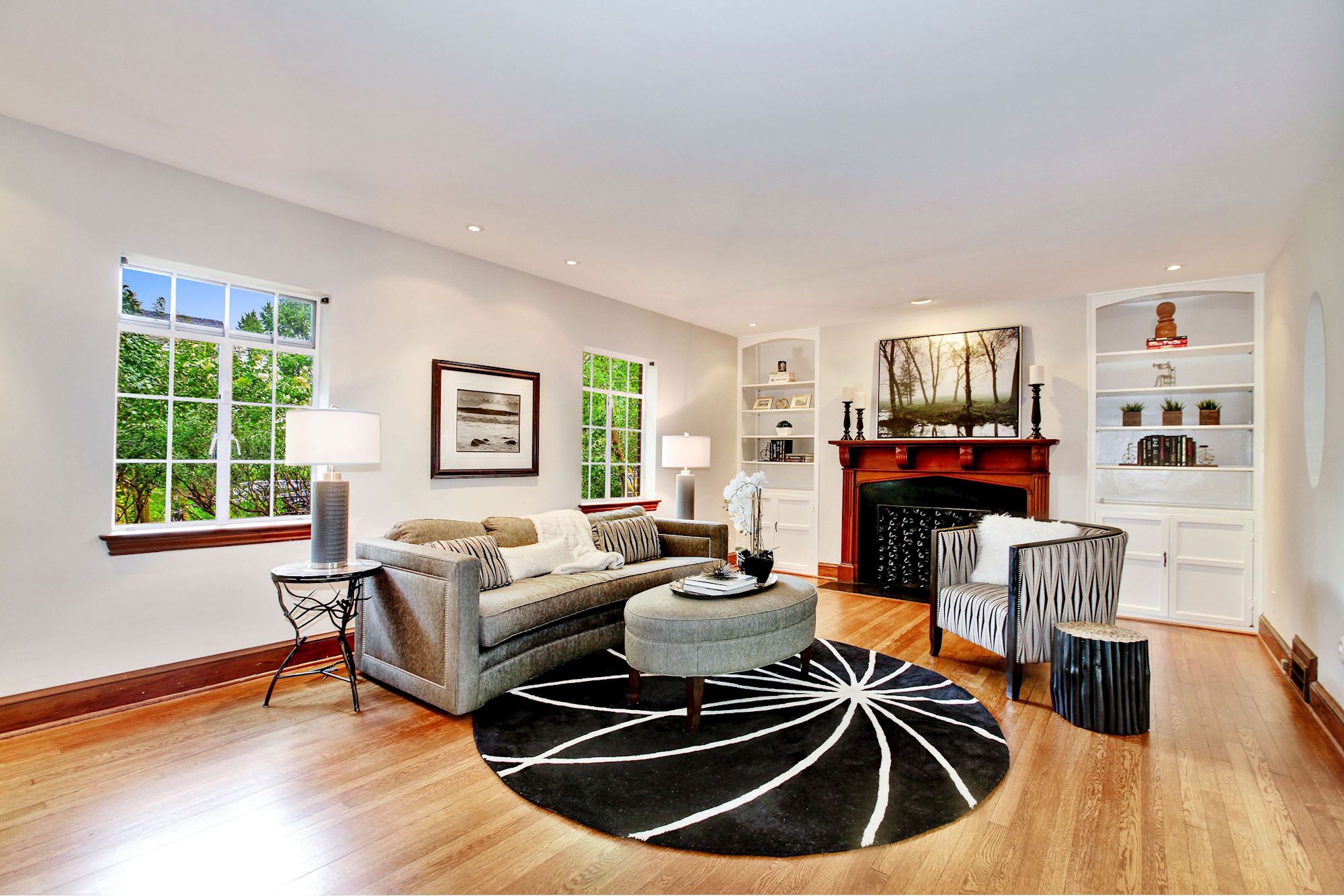 Formal Living Room with Wood Burning Fireplace