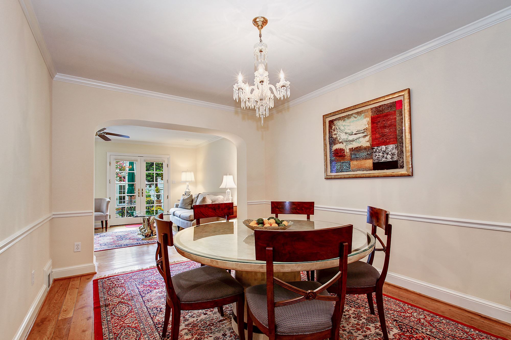 Dining Room with Orginial Chandelier
