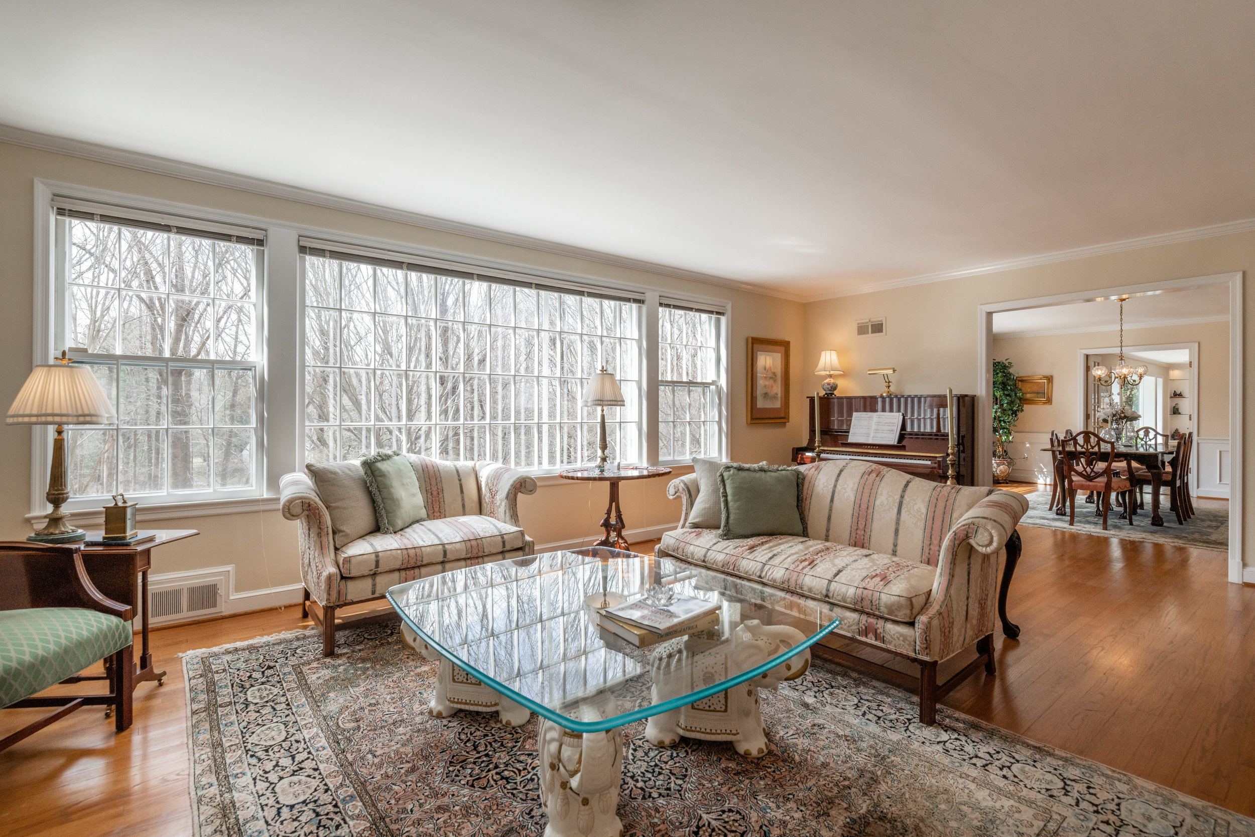 Formal Living Room overlooks Lush Rear Yard
