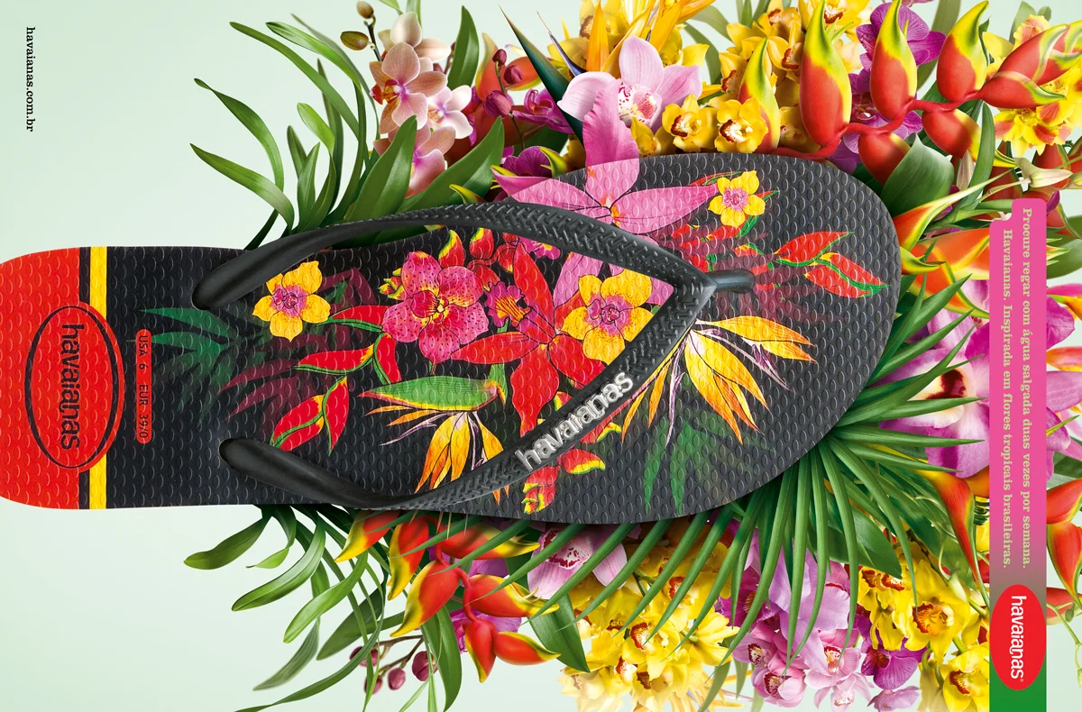   "Try to water with saltwater twice a week. Havaianas - Inspired by Brazilian tropical flowers."  
