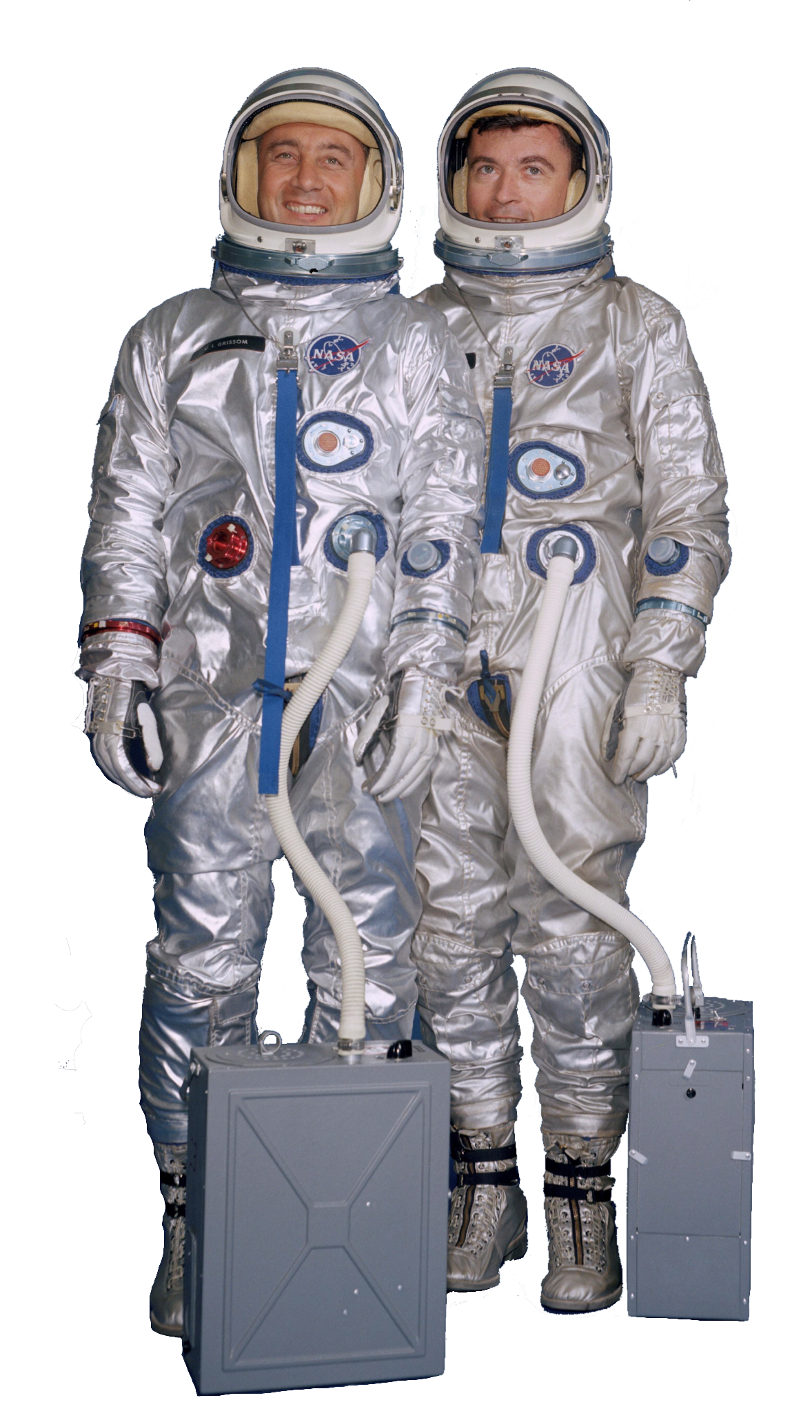 Virgil I. "Gus" Grissom (L) & John W. Young (R). Click to enlarge