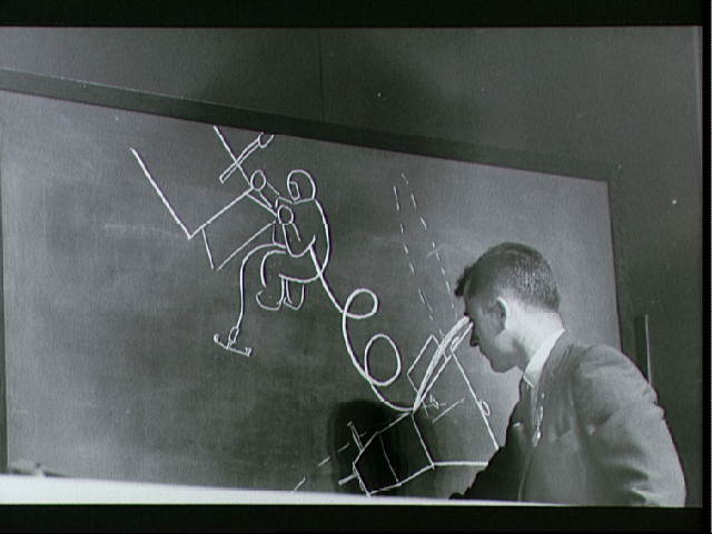Astronaut Young draws diagram of tethered extravehicular activity accomplished during Gemini X flight