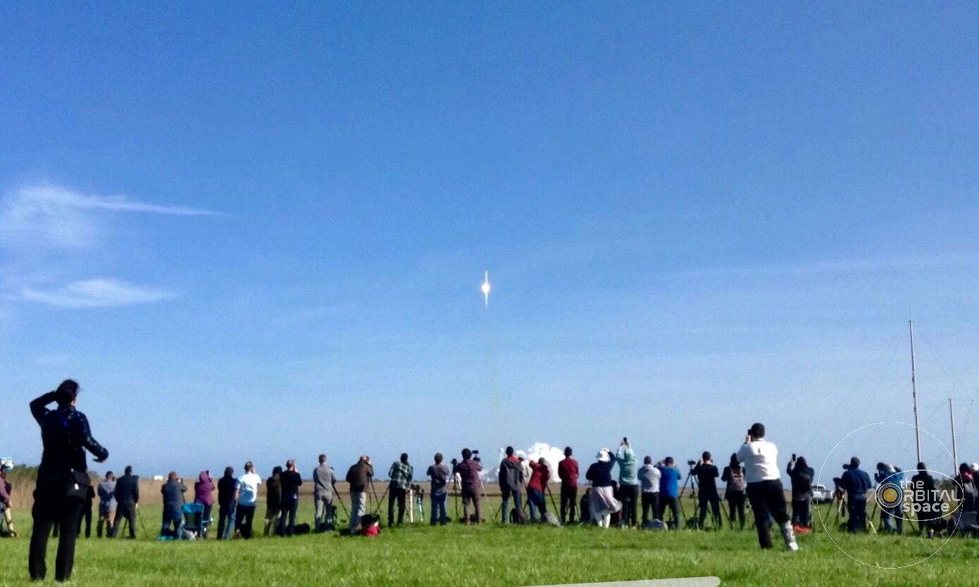 Press and VIP spectators watch the NG-11 Antares launch from Wallops Island, VA. Photo credit: theOrbital.space/Josh Dinner