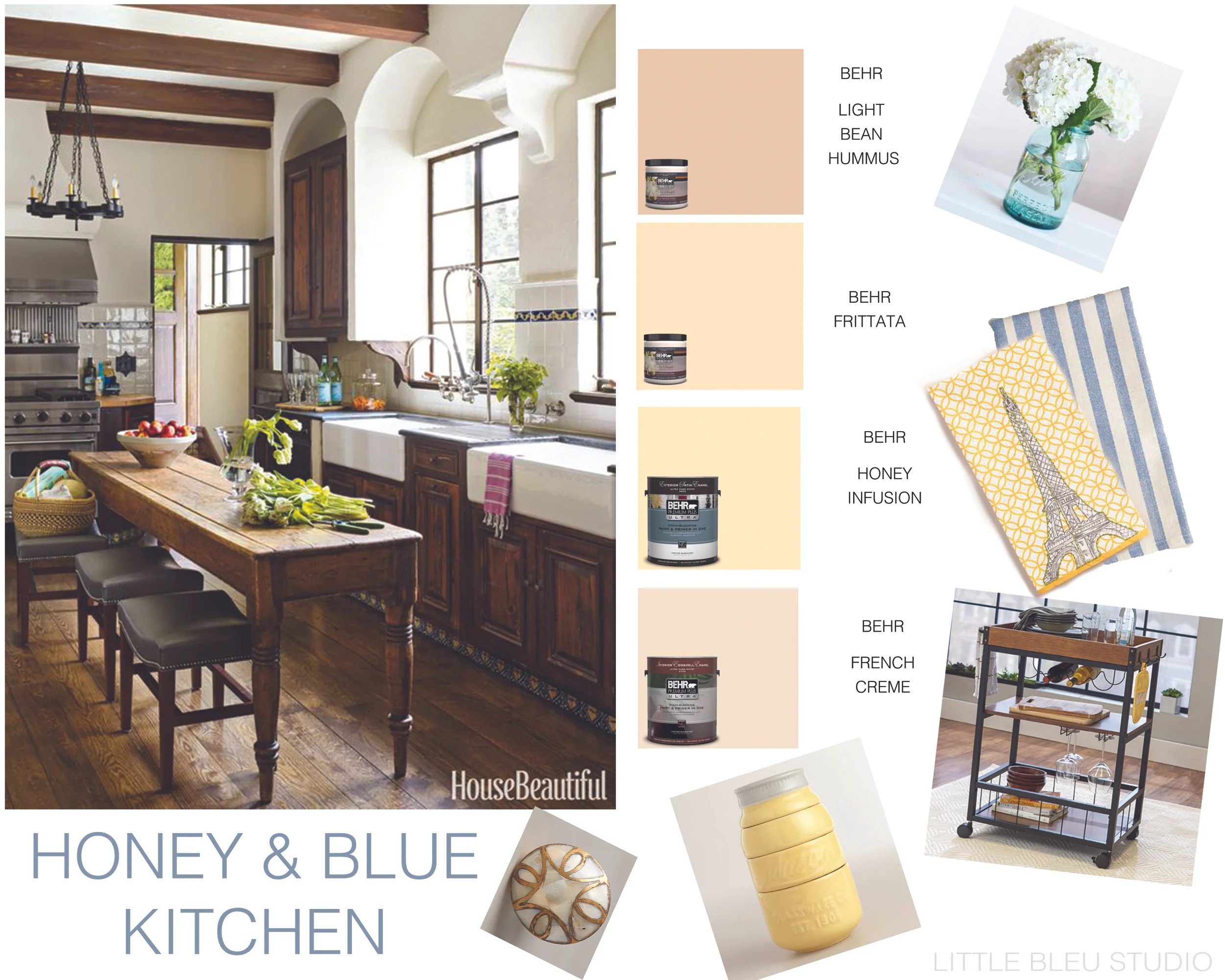 I really want a light color for the kitchen, but I still want it to "go" with the backsplash and everythign that I already have, so i'm trying to find a pretty, washed-out shade of yellow, and i'll accent it with blue(that way I can use hydrangeas!!)