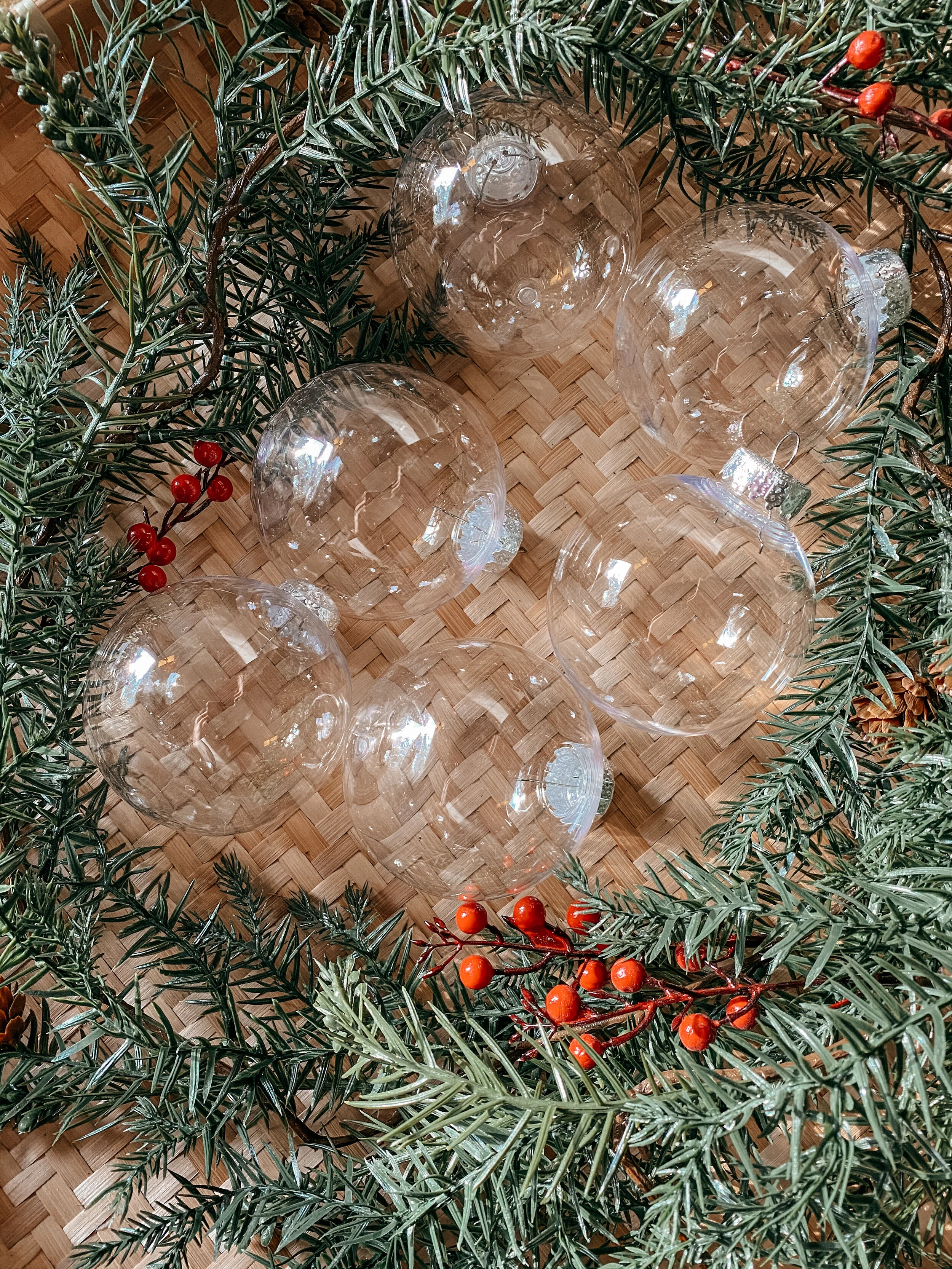 Set of 6 Round Ornaments - Choose Colors